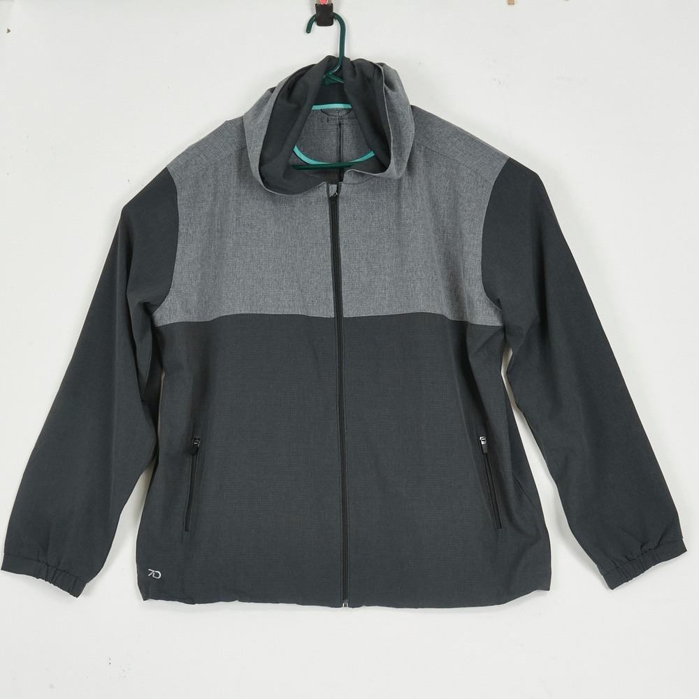 7 Diamonds Mens Oxygenate Full Zip Hoodie XL Grey‎ Black 4 Way Stretch Quick Dry - Picture 2 of 16
